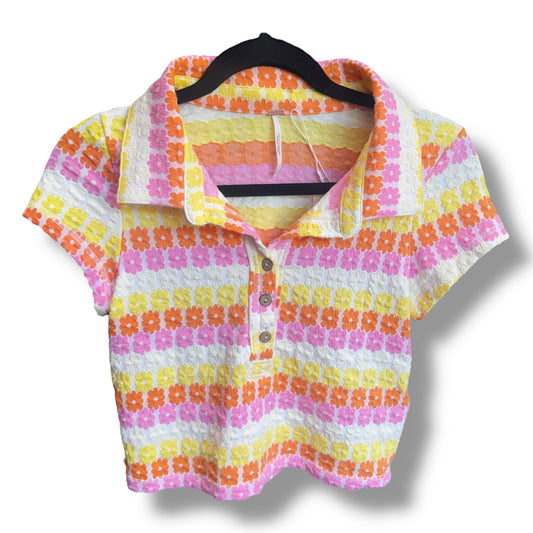 Free People Floral Babe Town Polo Size Small