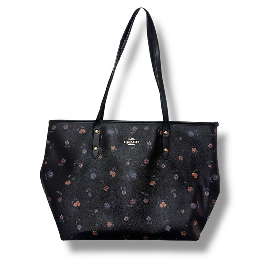 Coach City Tote Black Floral Print