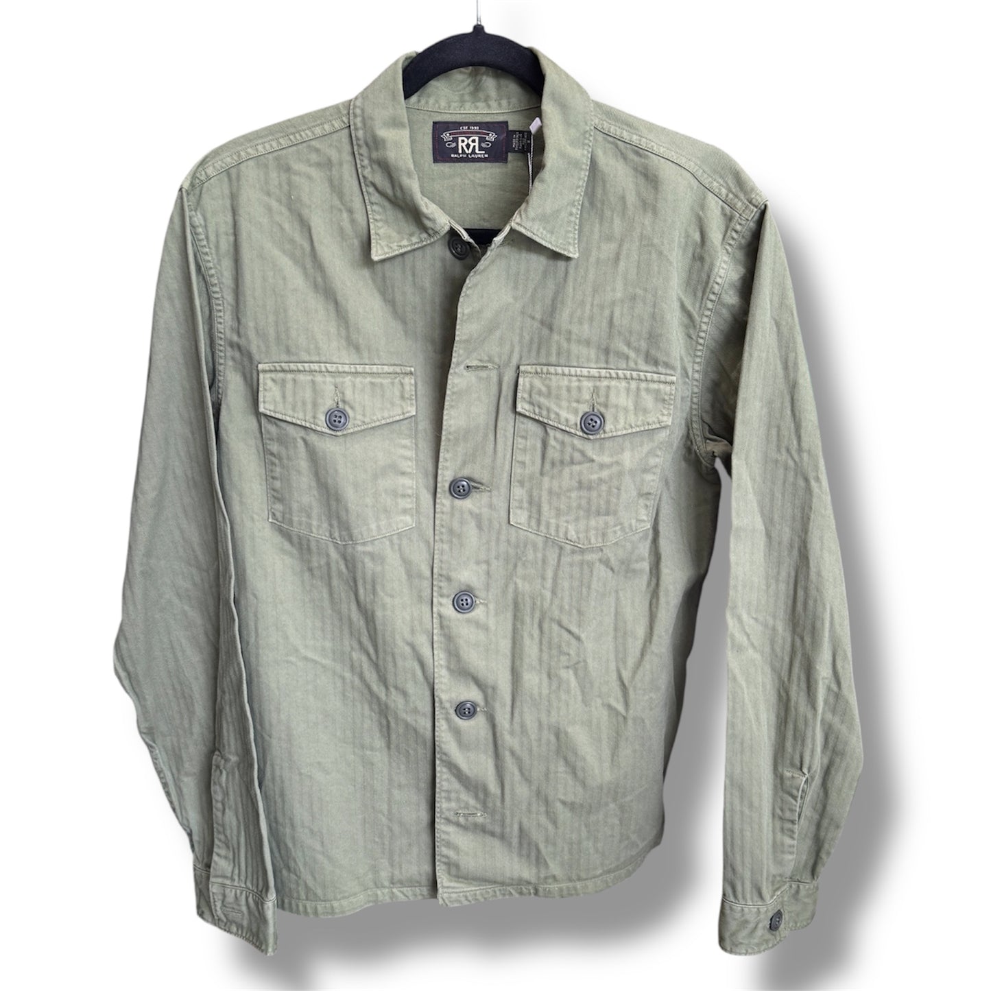RRL Ralph Lauren Herringbone Military Shirt Size Medium