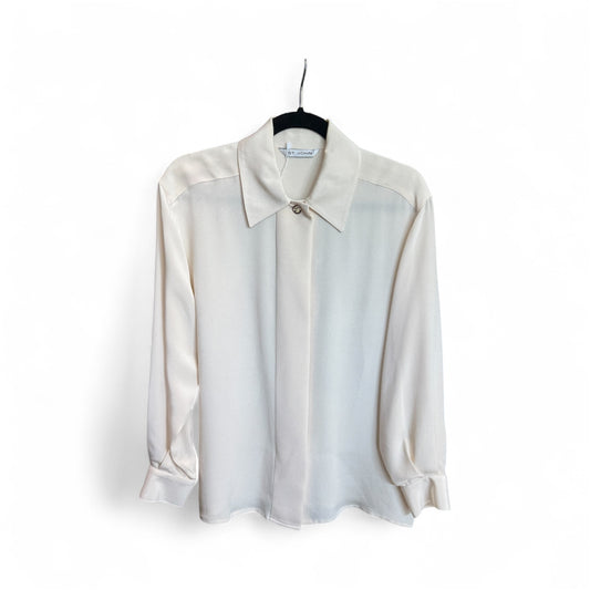 St. John Creme Silk Crepe Blouse Size 6