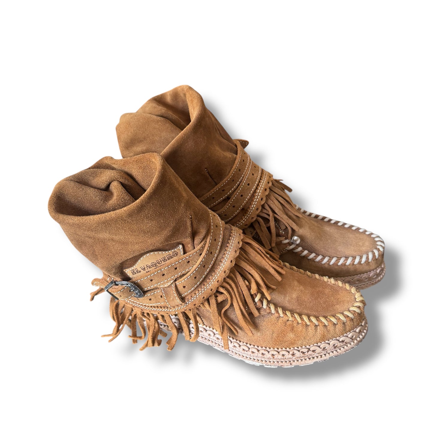 El Vaquero Gwen Kalahari Leather Wedge Moccasin Boots Size 39