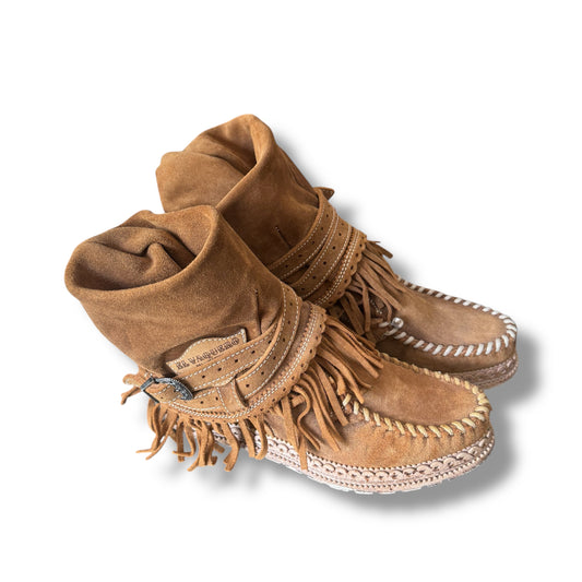 El Vaquero Gwen Kalahari Leather Wedge Moccasin Boots Size 39