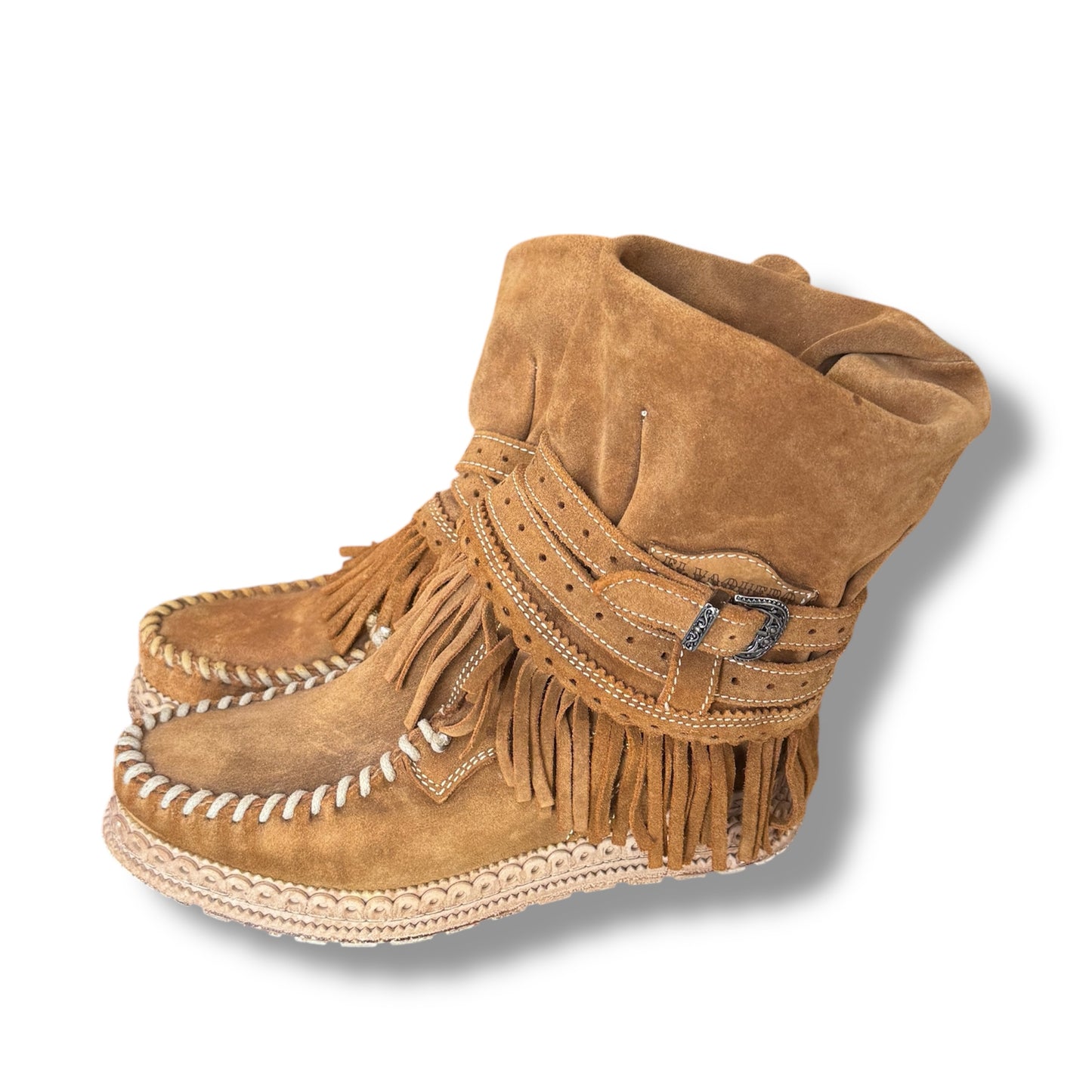 El Vaquero Gwen Kalahari Leather Wedge Moccasin Boots Size 39