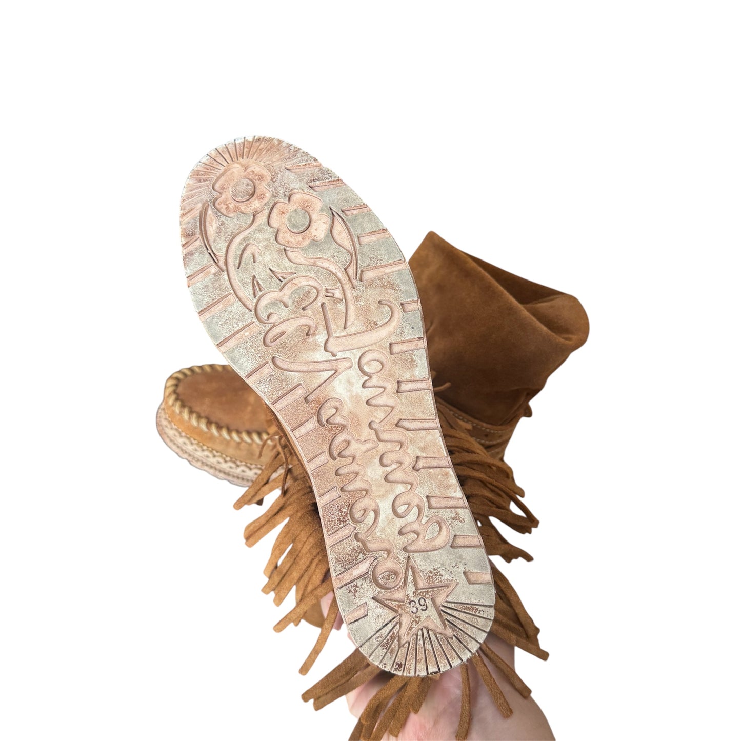 El Vaquero Gwen Kalahari Leather Wedge Moccasin Boots Size 39