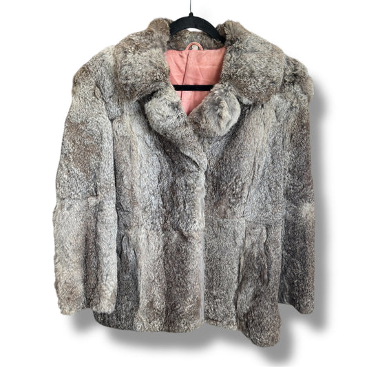 Rabbit Fur Jacket Size Medium in Gray