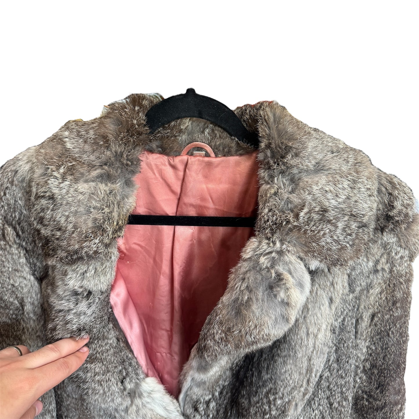 Rabbit Fur Jacket Size Medium in Gray