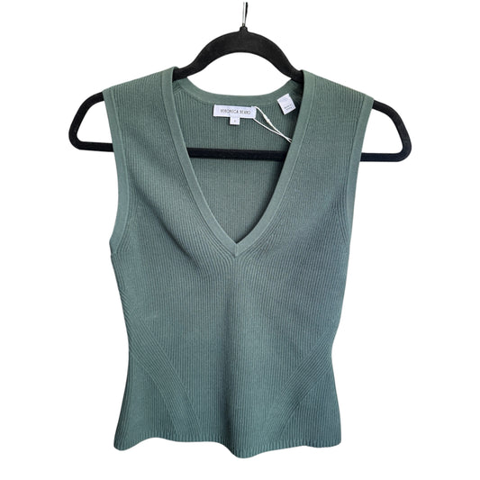 Veronica Beard Sid Knit V Neck Tank in Green Size Small