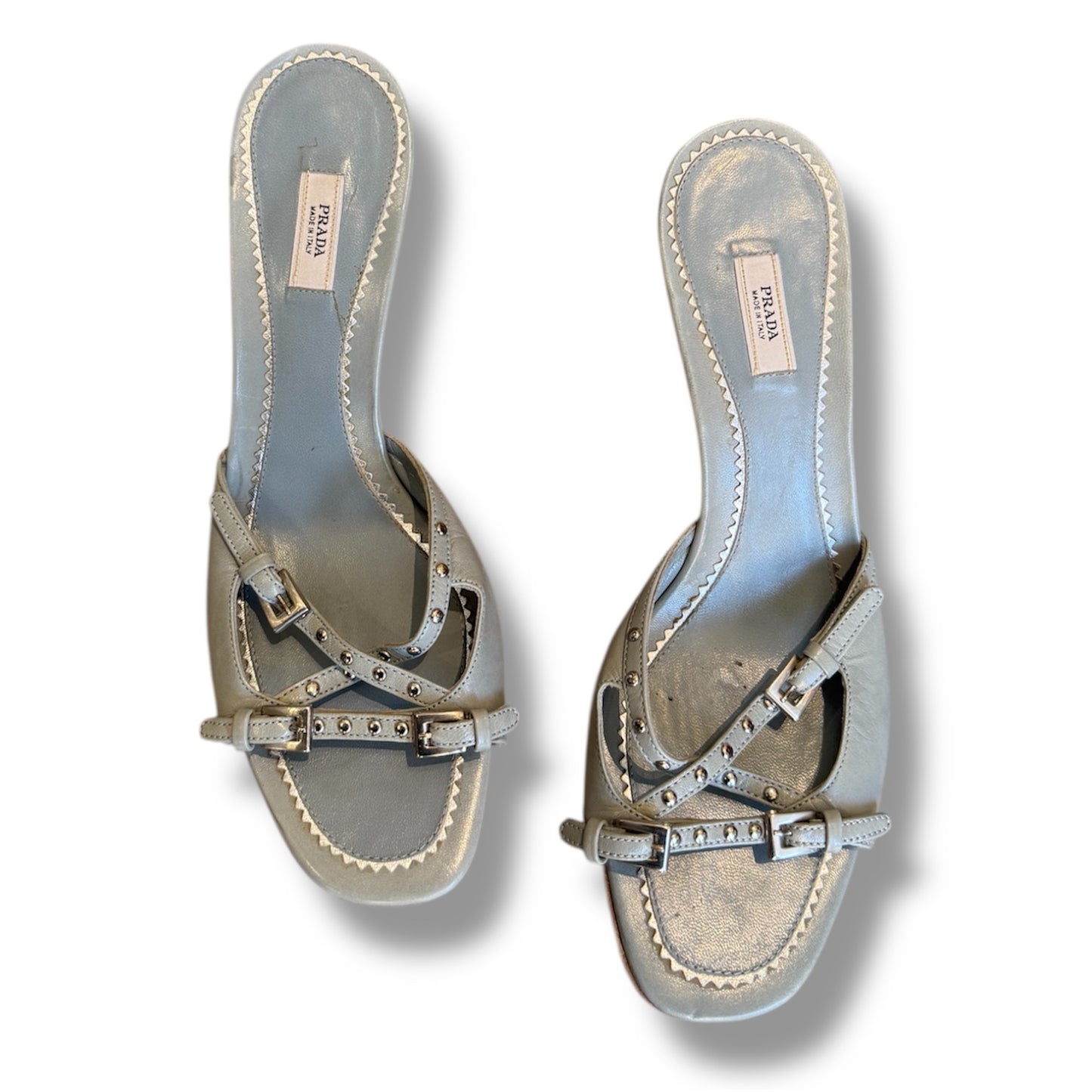 Light Blue Prada 90's Kitten Heels 38 1/2