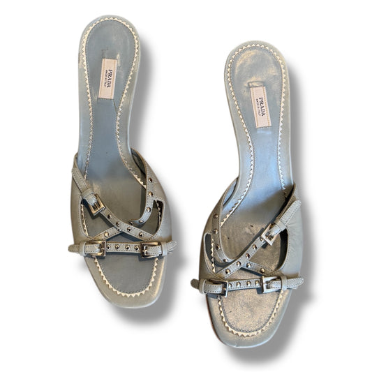 Light Blue Prada 90's Kitten Heels 38 1/2