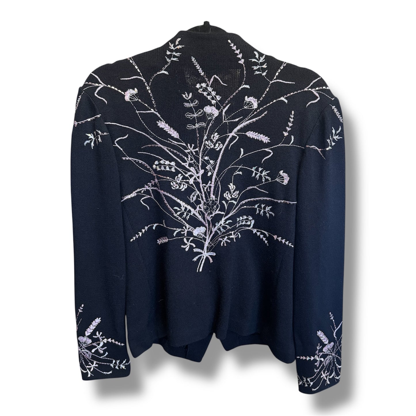 St. John Evening Black and Pink Embroidered Jacket Size 10