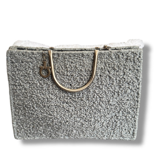 Salvatore Ferragamo Gray Wool Handbag Tote