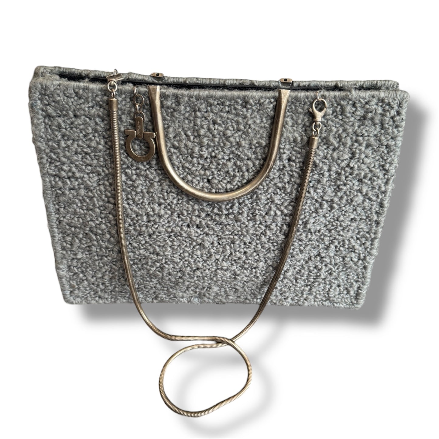 Salvatore Ferragamo Gray Wool Handbag Tote
