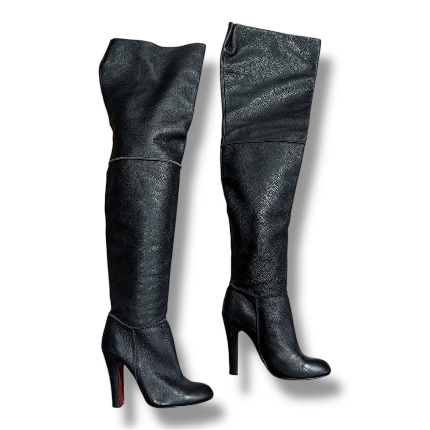Christian Louboutin Thigh High Black Leather Boots Size 39