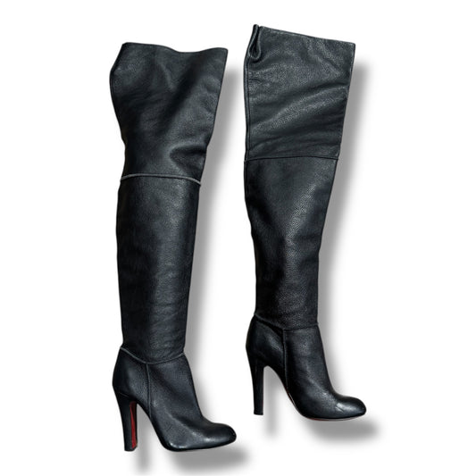 Christian Louboutin Thigh High Black Leather Boots Size 39