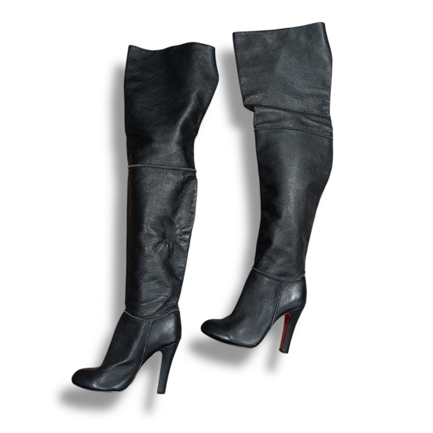 Christian Louboutin Thigh High Black Leather Boots Size 39
