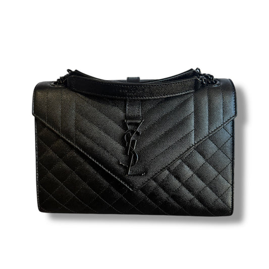 Saint Laurant Monogram Matelasse Leather Shoulder Bag Medium Black