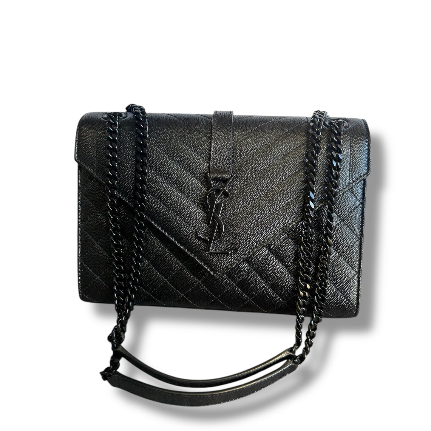 Saint Laurant Monogram Matelasse Leather Shoulder Bag Medium Black