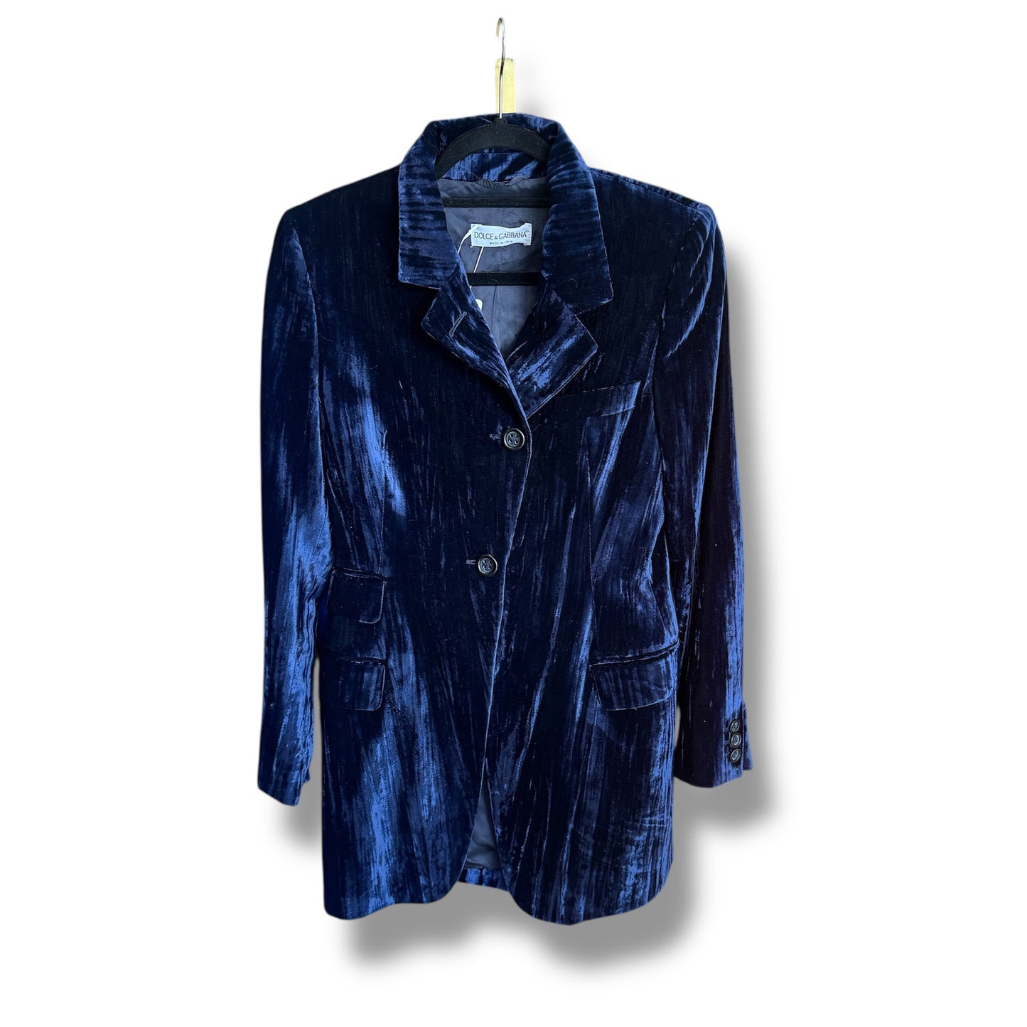 Dolce & Gabbana Midnight Blue Velvet Blazer Size 42 IT