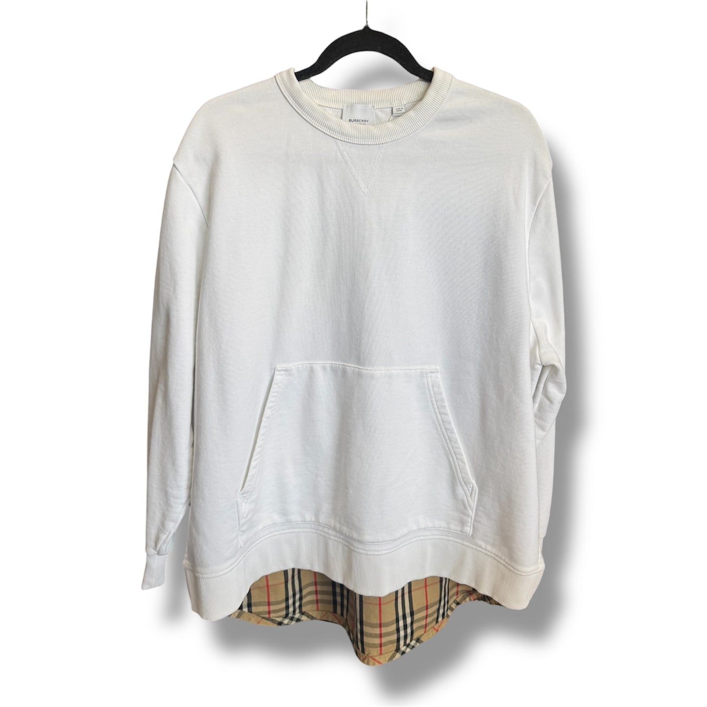 Burberry Bailey Check Panel Sweater 'White' Size Small