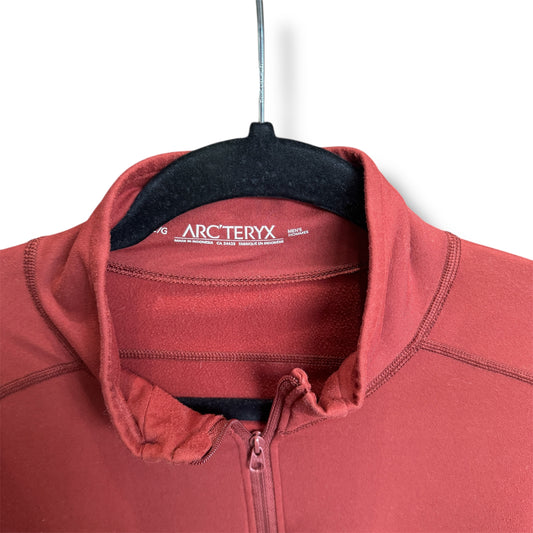 Arc'teryx Rho LT Zip Neck Base Layer Shirt Solaris Red Size Large