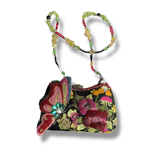 Mary Frances Beaded Butterfly Floral Handbag