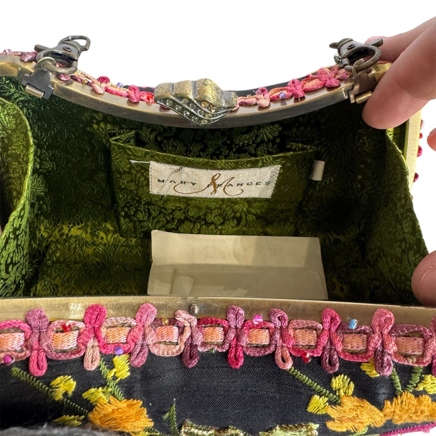 Mary Frances Beaded Butterfly Floral Handbag