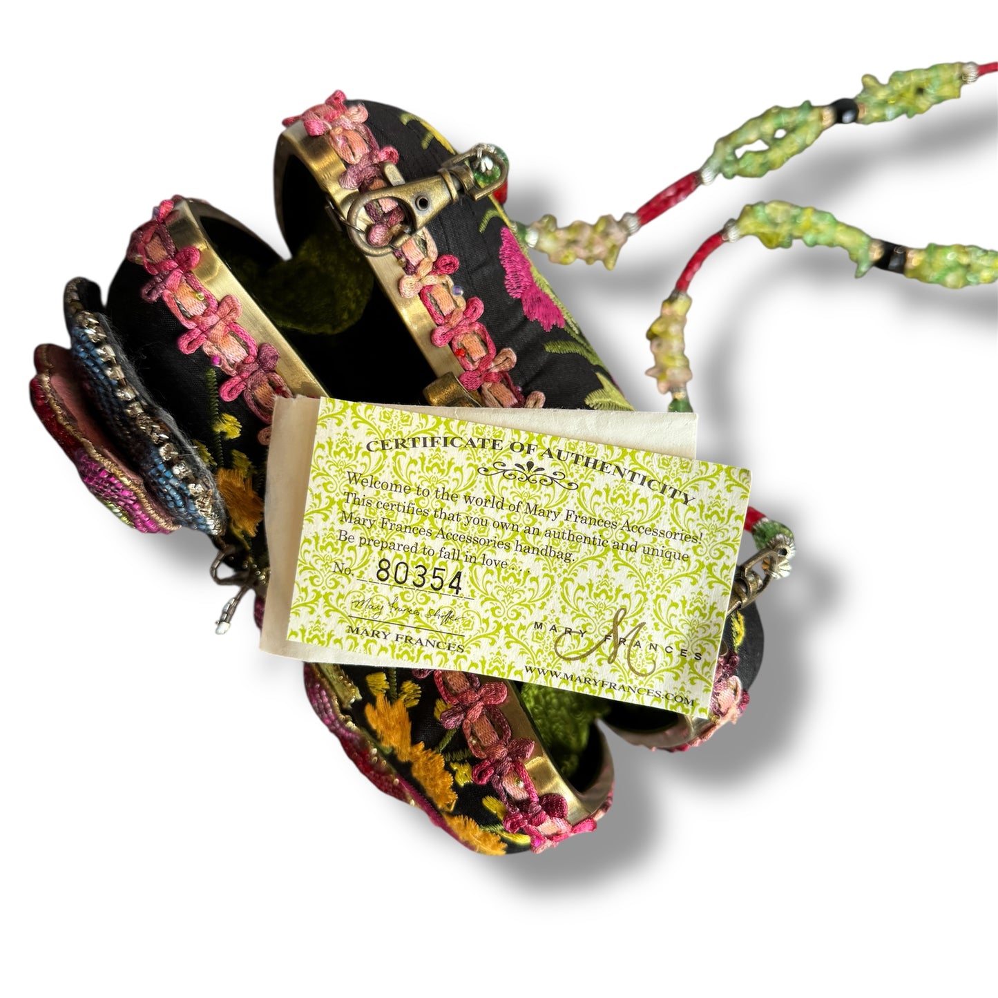 Mary Frances Beaded Butterfly Floral Handbag