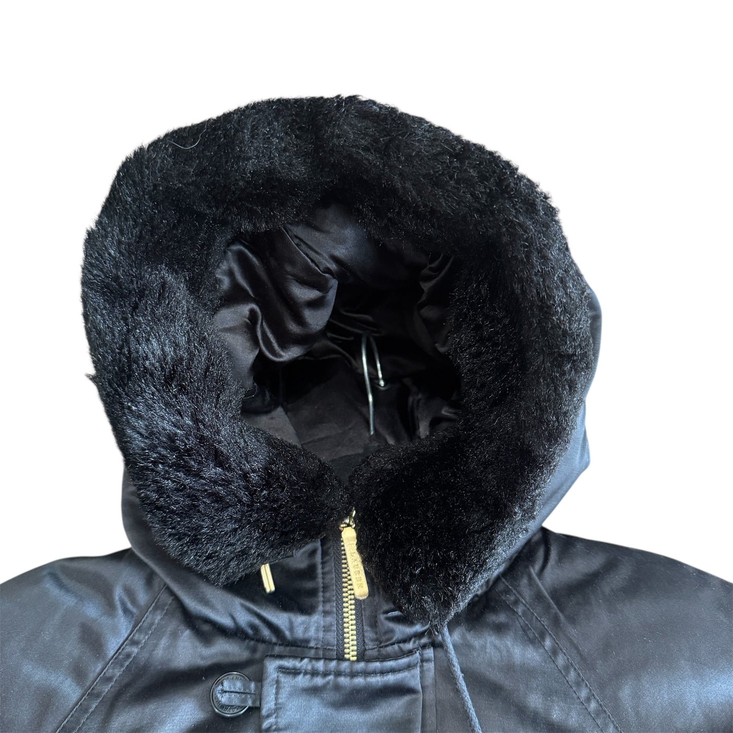 Lauren Ralph Lauren Faux Fur Hood Black Puffer Jacket Size Small