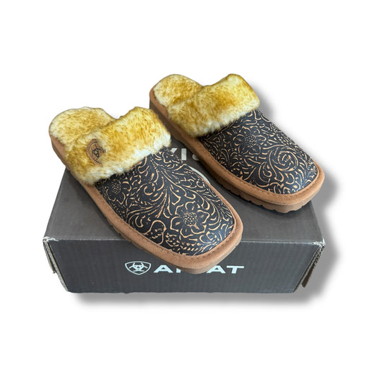 Ariat Jackie Embossed Leather Square Toe Slippers Size 7