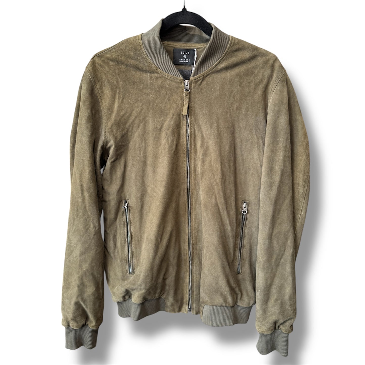 Lot 78 Barney's New York Olive Suede Bomber Jacket Size 50 Men's