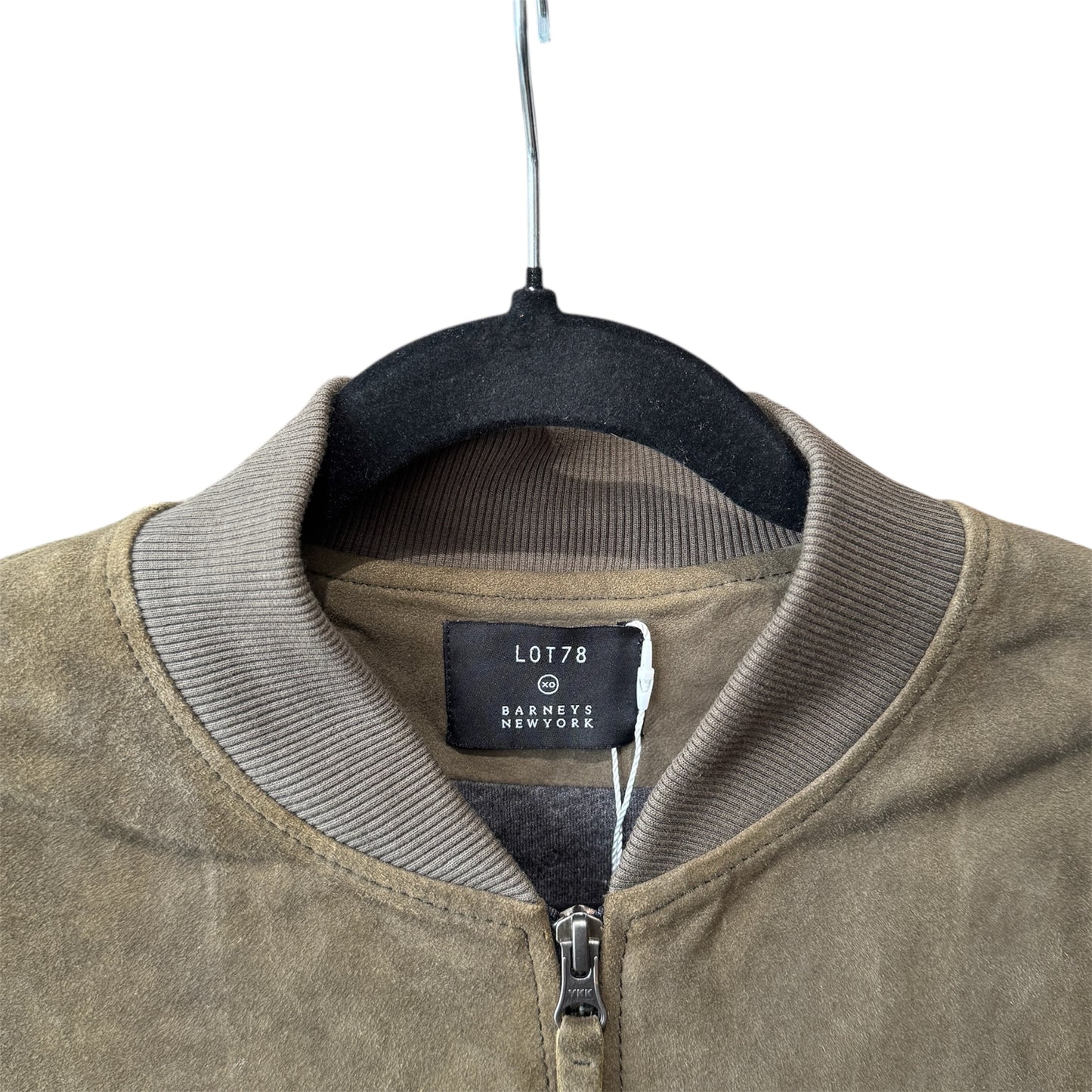 Lot 78 Barney's New York Olive Suede Bomber Jacket Size 50 Men's