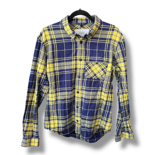 Aztech Mountain Logo Peak Shirt Size Medium Blue Yellow Plaid