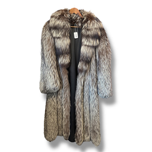 Full Length Fur Couture Somper Furs Beverly Hills Silver Fox Authentic Fur Long Coat