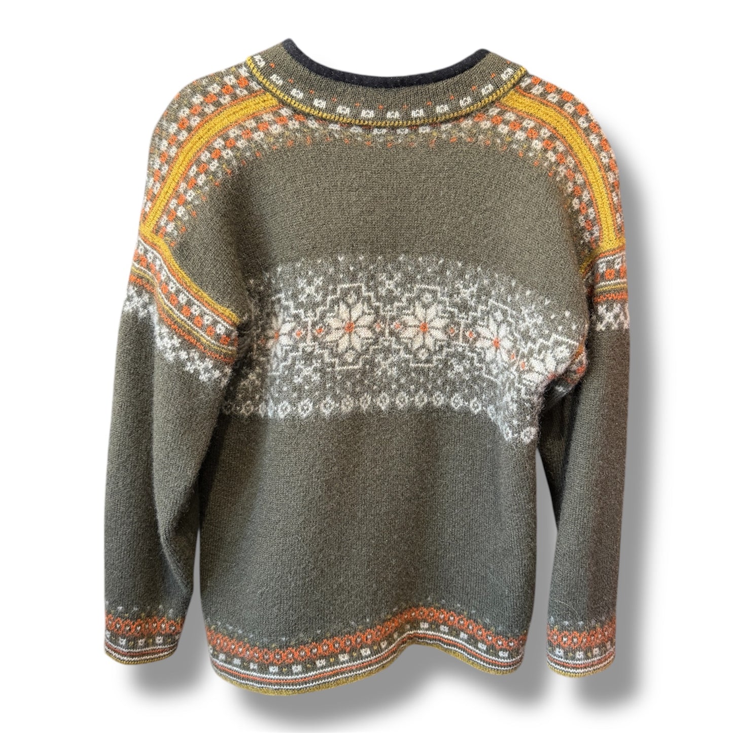 Dale of Norway Wool Nordic Sweater Medium Quarter Zip Fair Isle Green