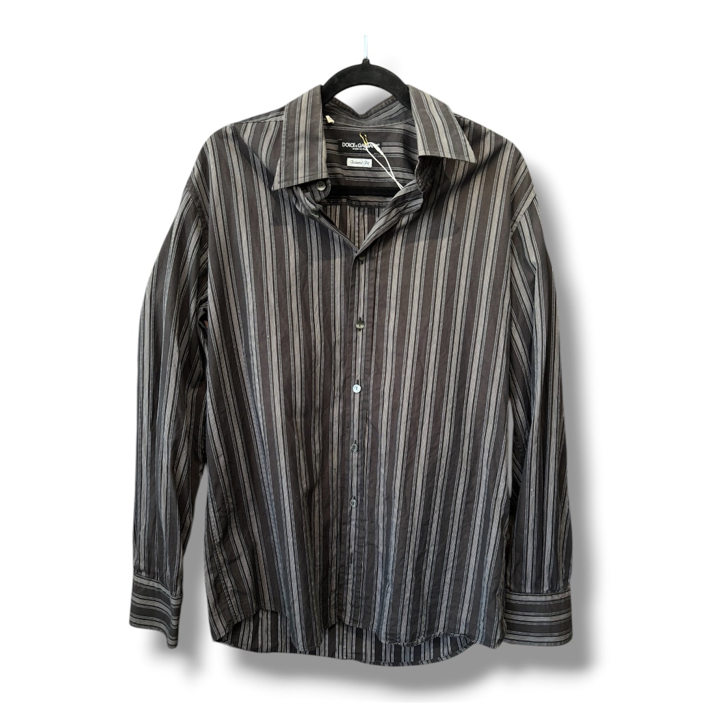 Dolce & Gabbana Pinstripe Dress Shirt Black and Grey Size 42