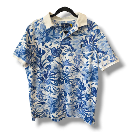 Polo Ralph Lauren Tropical White Floral Cotton Polo Shirt Large Men's