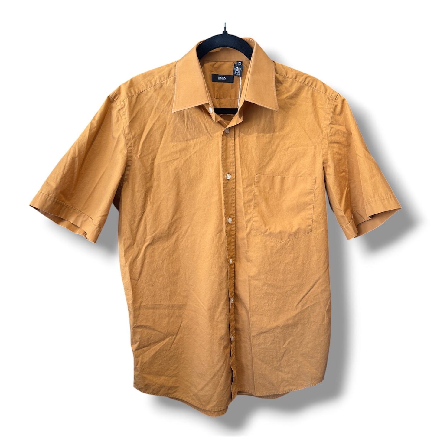 Boss Hugo Boss Short Sleeve Button Up Tan Shirt Size 42