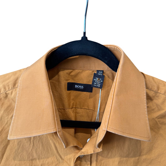Boss Hugo Boss Short Sleeve Button Up Tan Shirt Size 42