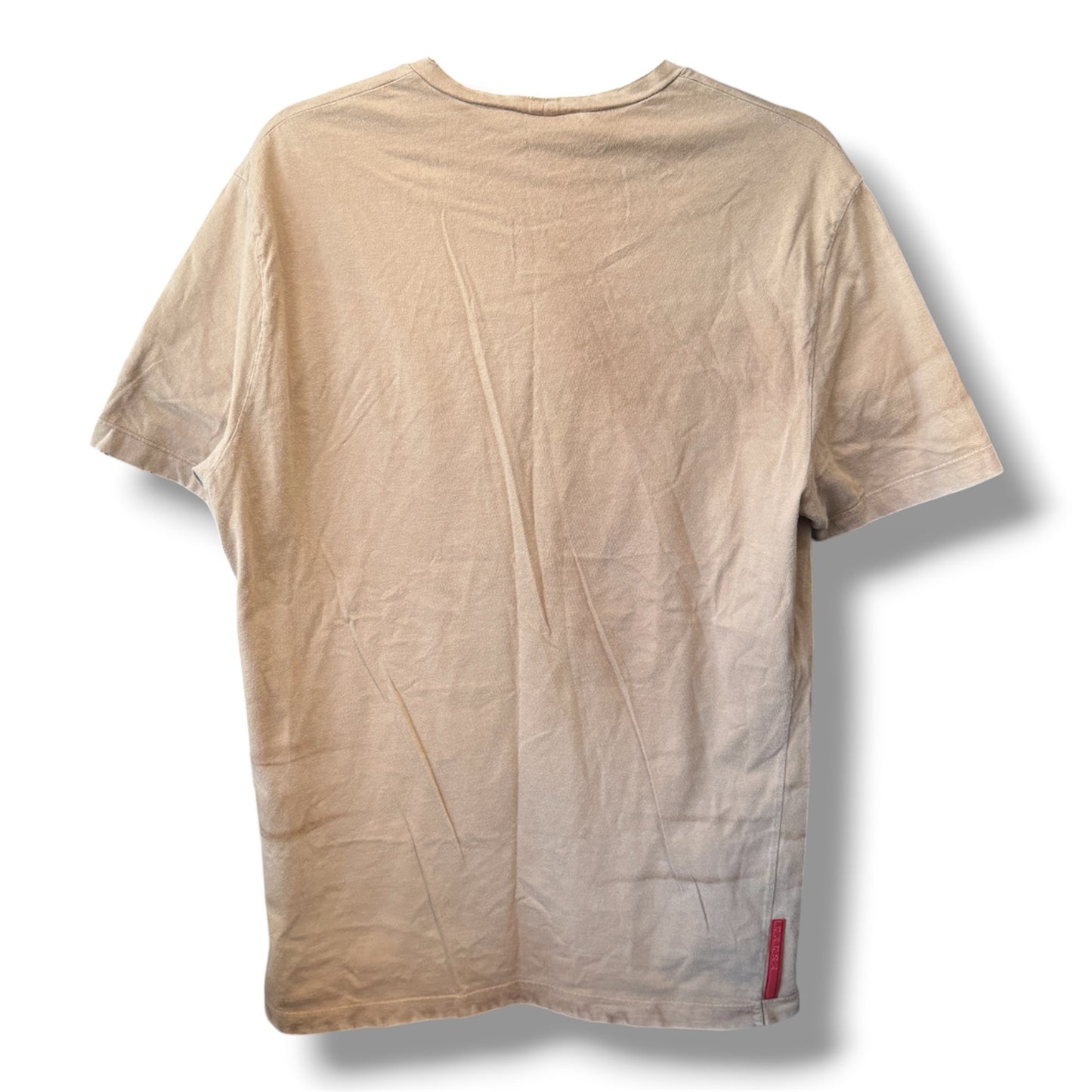Prada Distressed Beige Surfer Kids Applique  Tee Shirt Size XL Made in Italy