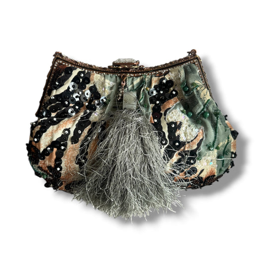 Mary Frances Beaded Embellished and Fur Handbag