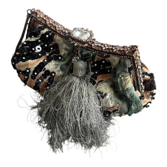 Mary Frances Beaded Embellished and Fur Handbag