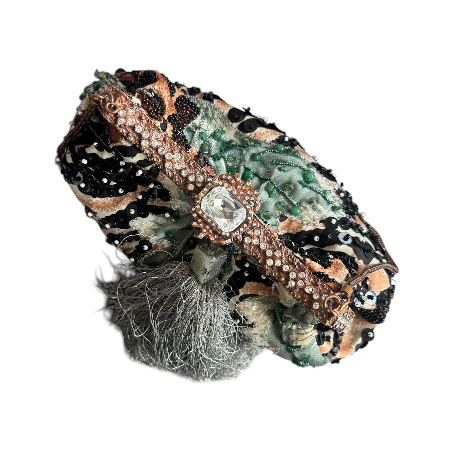 Mary Frances Beaded Embellished and Fur Handbag