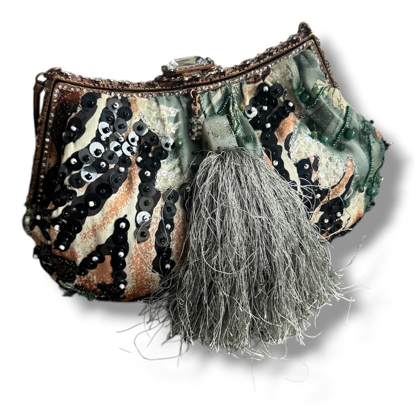 Mary Frances Beaded Embellished and Fur Handbag