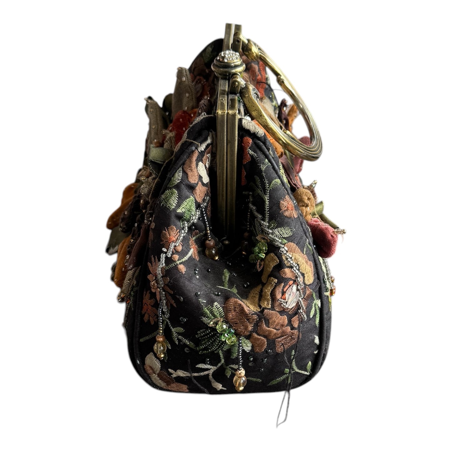 Mary Frances Multi Color Floral Beaded Clasp Handbag