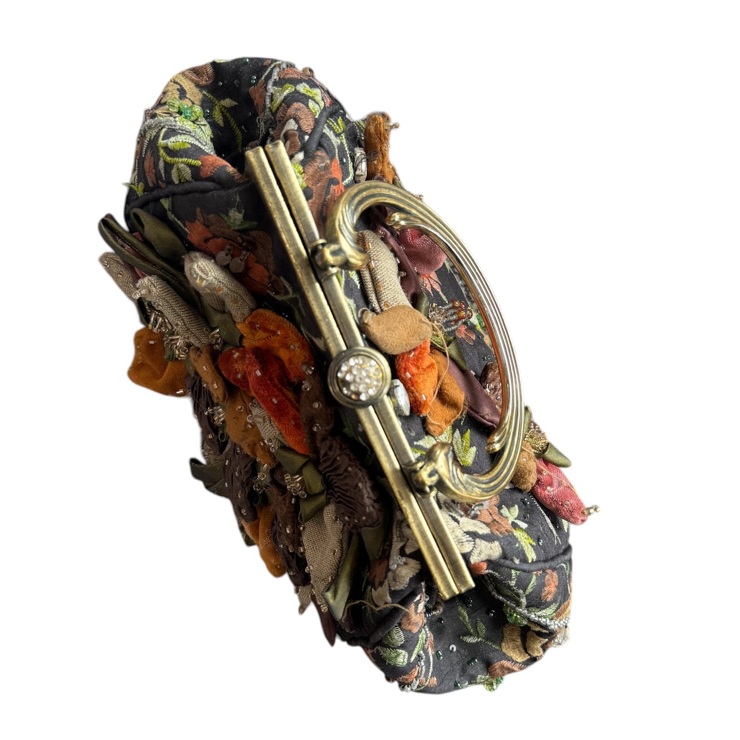 Mary Frances Multi Color Floral Beaded Clasp Handbag