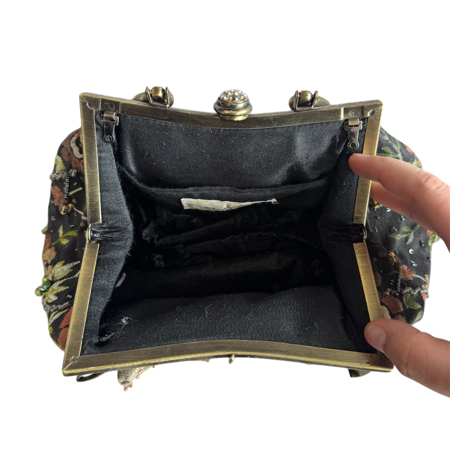 Mary Frances Multi Color Floral Beaded Clasp Handbag