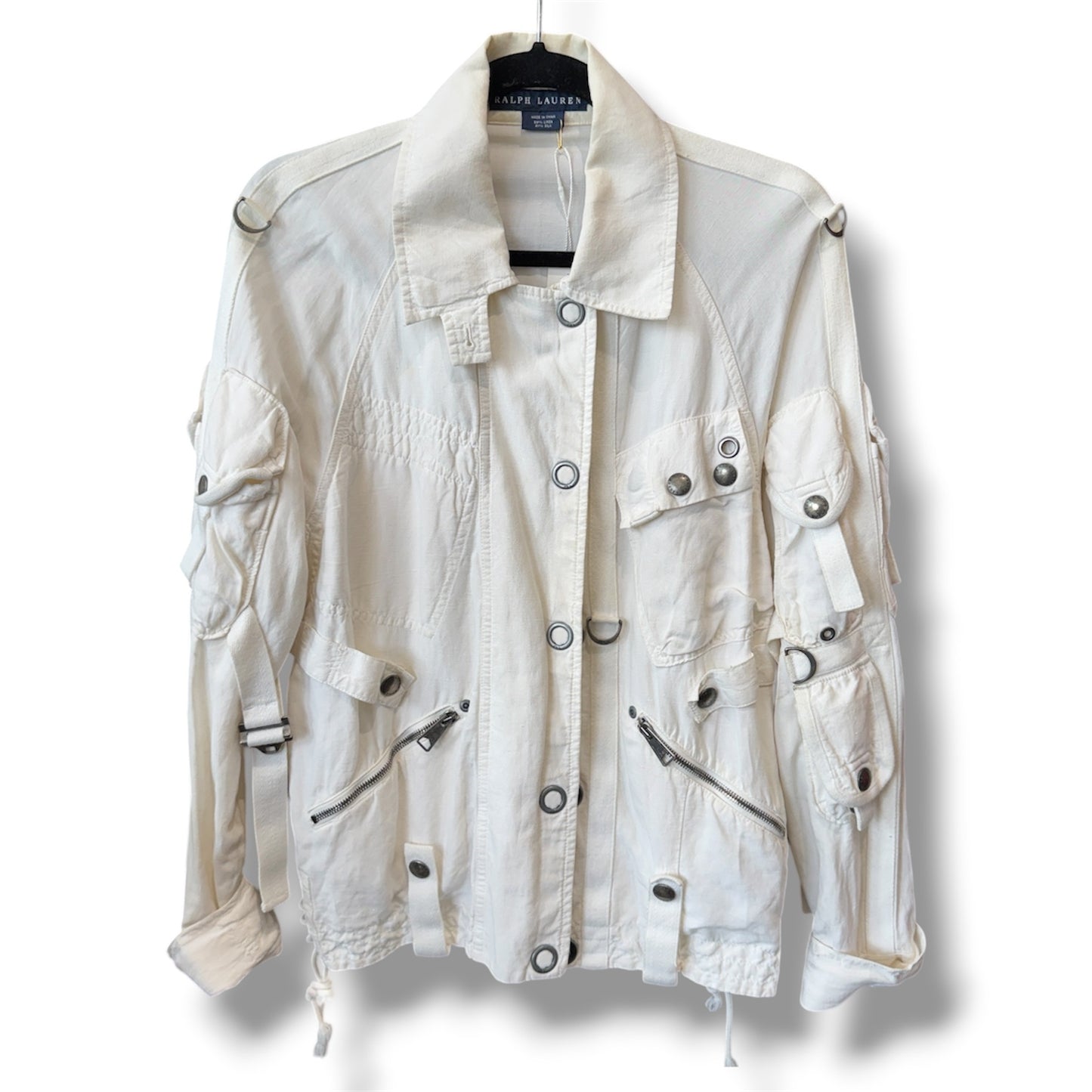 Ralph Lauren Parachute White Military Jacket Size Medium