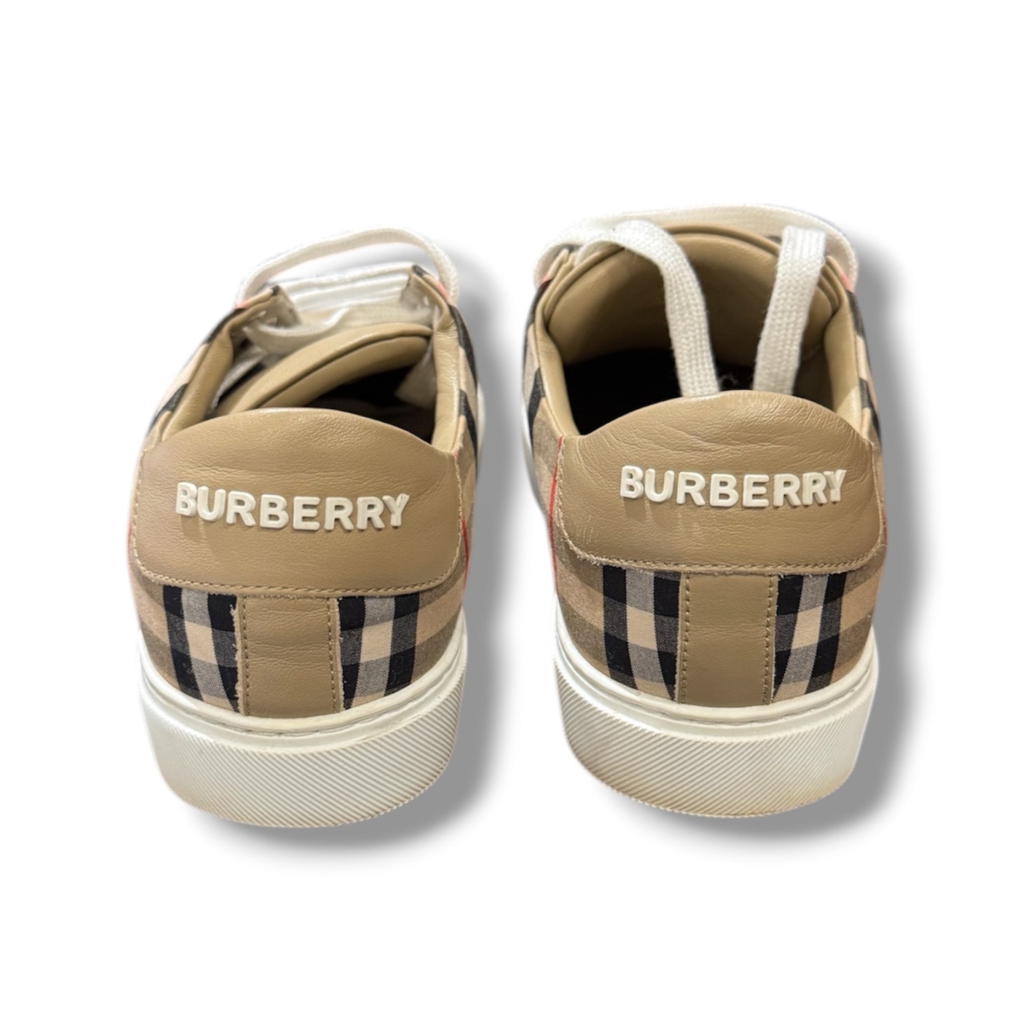 Burberry Bio-based Sole Vintage Check and Leather Sneakers Size 37