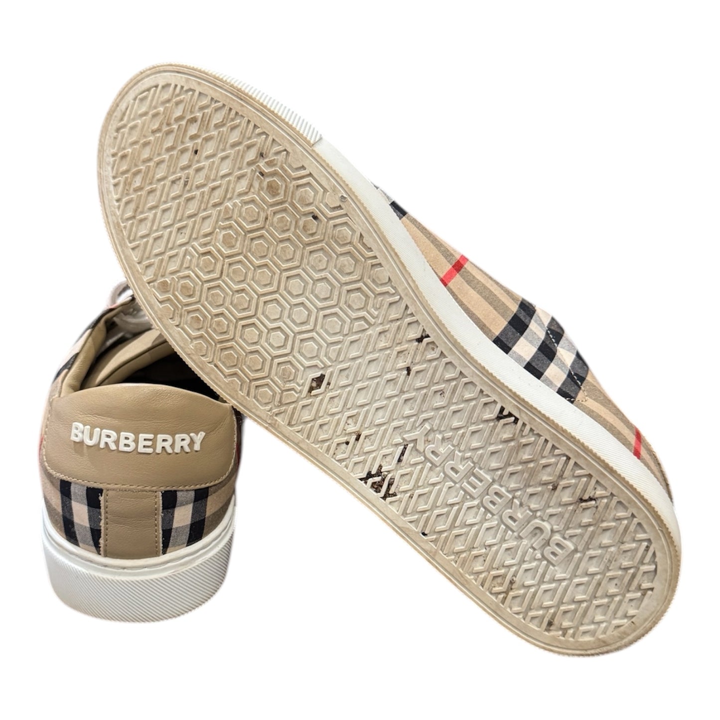 Burberry Bio-based Sole Vintage Check and Leather Sneakers Size 37