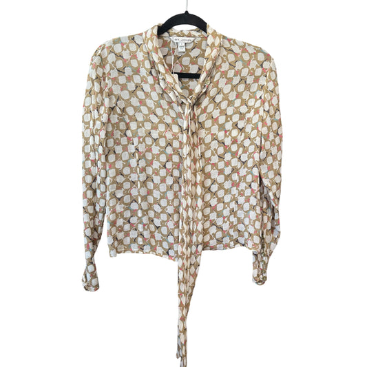 St. John Vintage Silk Tie Front Button Up Blouse Size 2